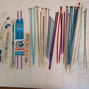 Vintg Lot Susan Bates Silvalume Knitting Needles Aluminum Tapered Ball Boyle